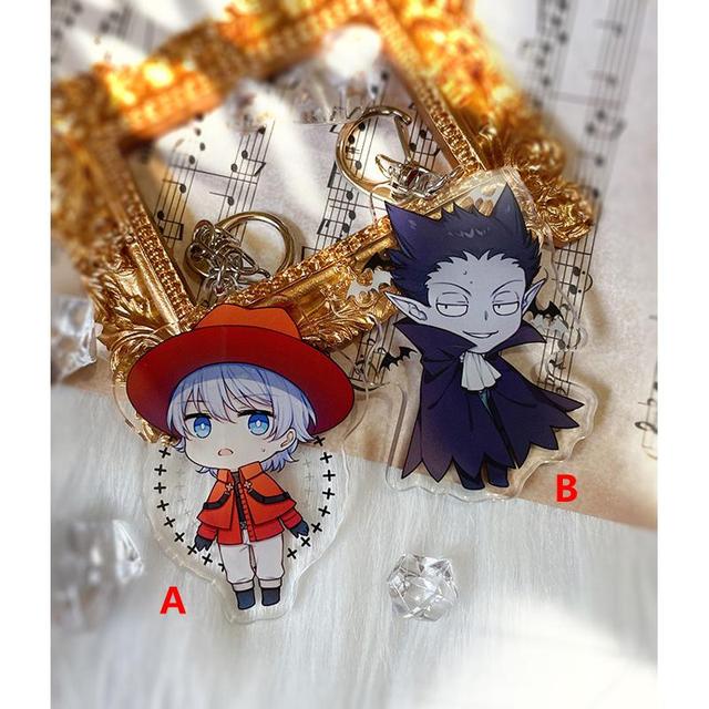 Anime Keychain The Vampire Dies in No Time Kyuuketsuki Sugu Shinu Draluk  Ronald Acrylic Keyring strap Figure hanging 6cm